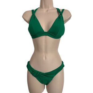 Becca Milani Hipster Two Piece Size XS/S Green Swim Bikini NWT $142 Removable Pa